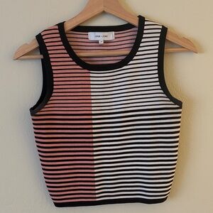 John + Jenn Pink, White & Black Striped Knit Tank